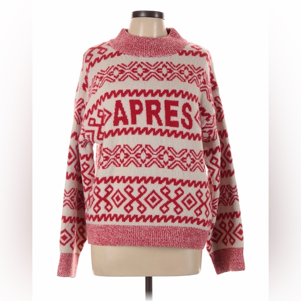 a new day Red and Cream Fair Isle 'APRES' Apres Ski Sweater